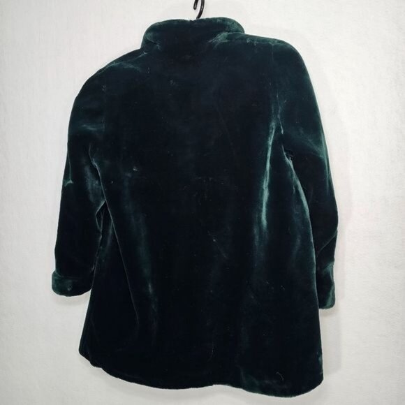 Monica Gray Vintage Green Faux Fur Coat Mid Length Jacket Extra Large - Picture 3 of 13